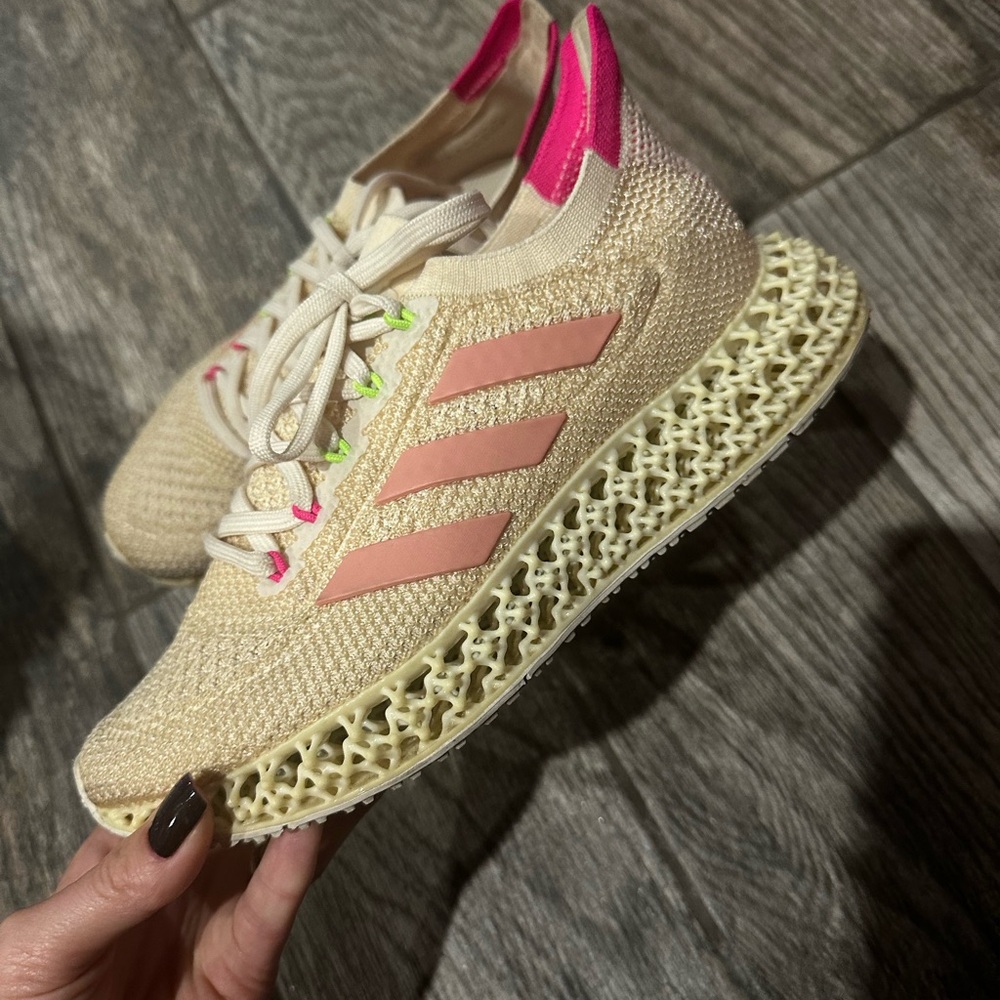 Adidas Cream and Pink Running Shoes